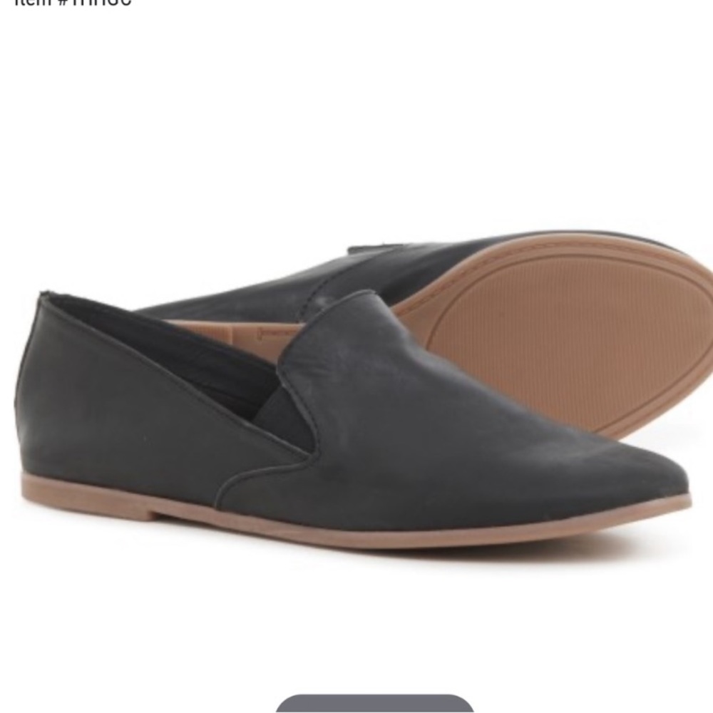 Lucky Brand Black Leather Charsa 2 Slip on Flats size 8